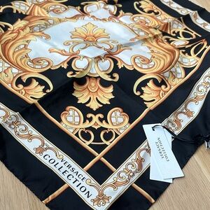 Versace Collection Black and Gold Baroque Scarf